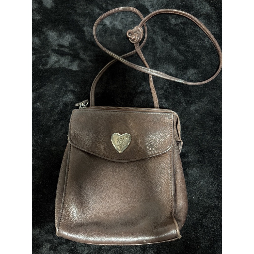 Vintage Y2K 90s Fossil Crossbody Mini Bag Heart Soft Leather British Tan Brown